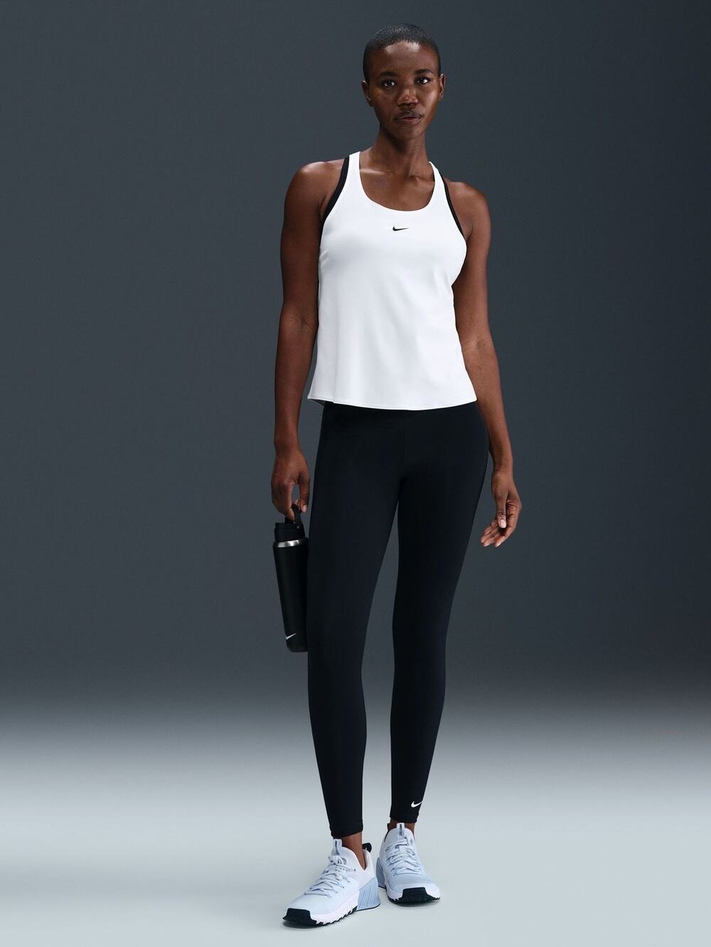 Nike Pro Dri-Fit Training Tank Sz M White Black Double-Layer Crossback Pullover